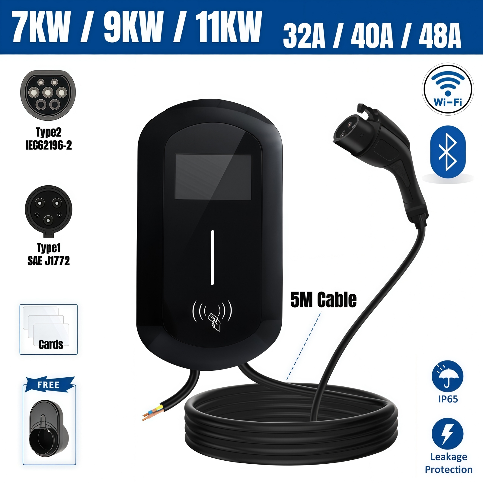 Ev Charger Wallbox - Type1 EV Charging Station 32A Electric