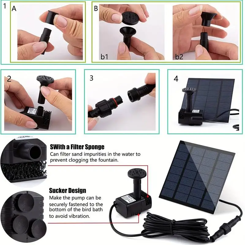 Solar Fountain with 6 Nozzles  - مراجعة Solar Pool Pump Kit وسعره