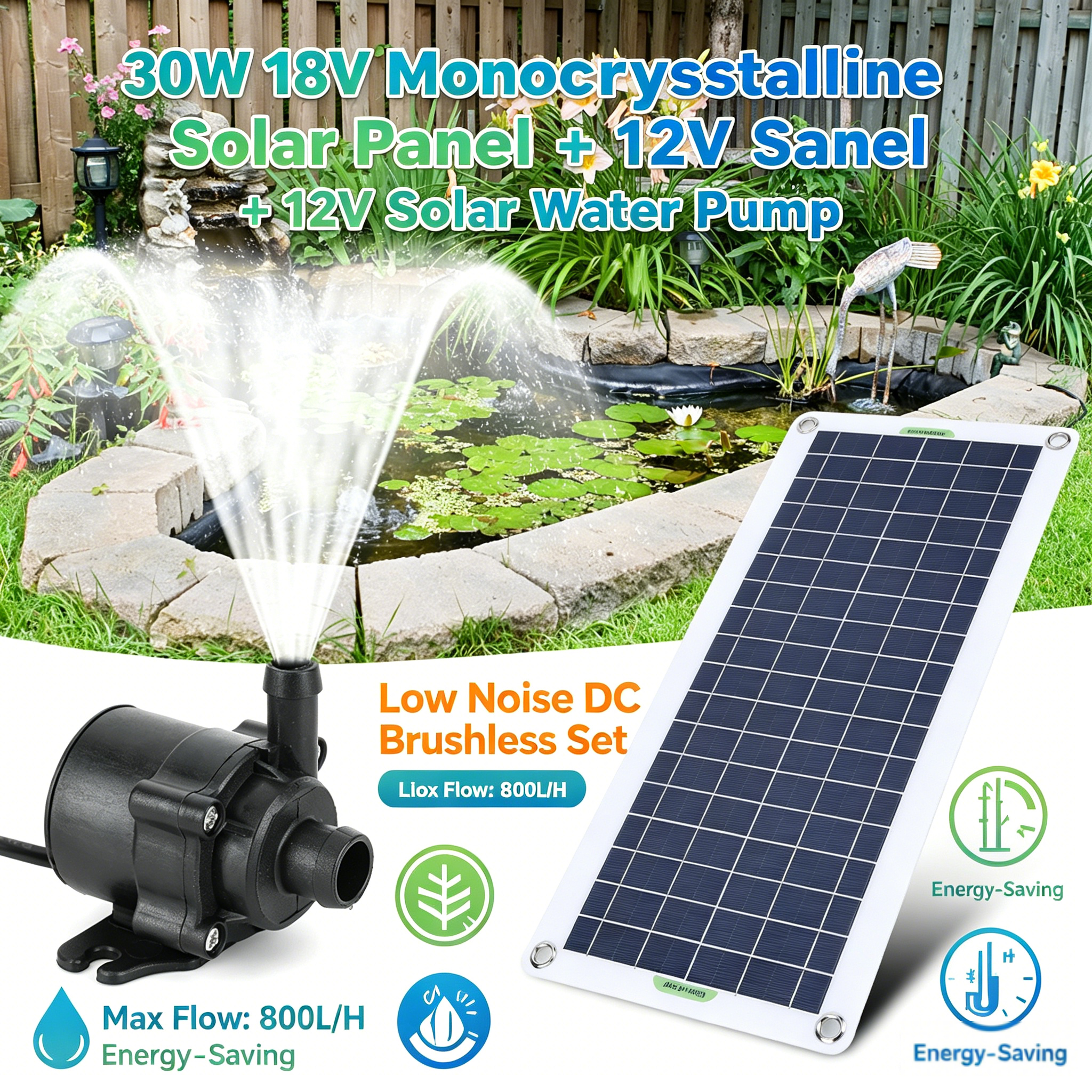 30W 18V Solar Panel With 800L/ - مراجعة Solar Pool Pump Kit وسعره