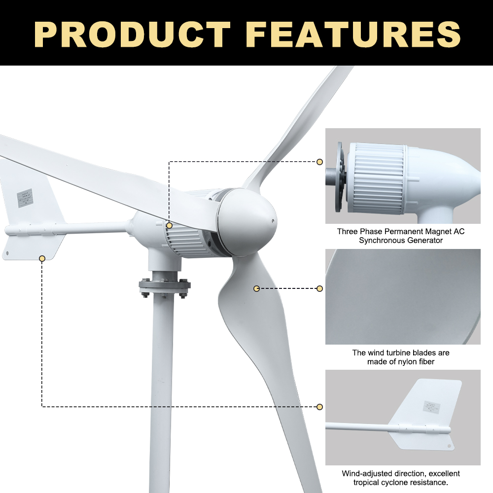 5000W 5KW Horizontal Axis Wind - مراجعة Wind Solar Hybrid Kit وسعره