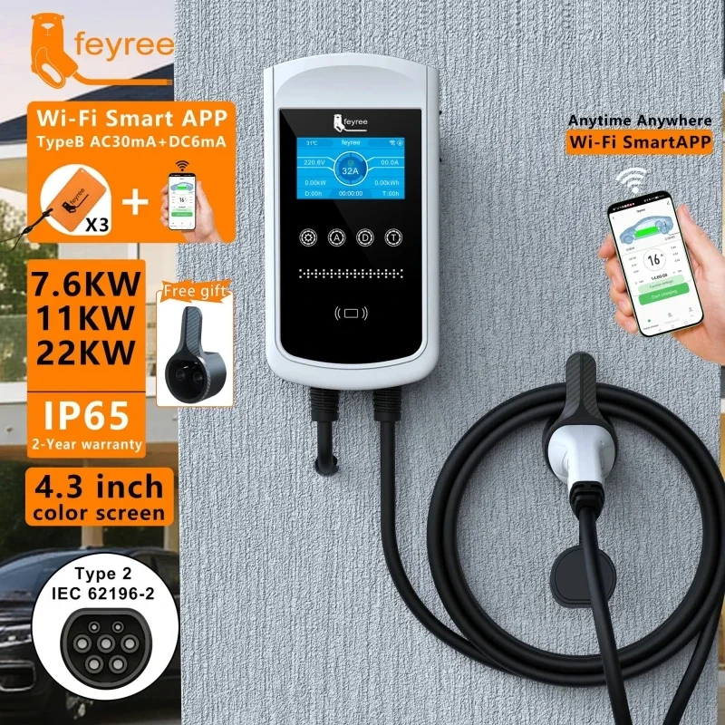feyree Type2 EV Charger 32A 7. - مراجعة Ev Charger Wallbox وسعره