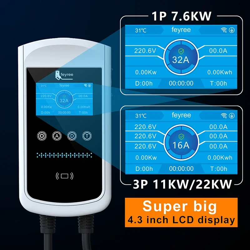 feyree Type2 EV Charger 32A 7. - مراجعة Ev Charger Wallbox وسعره